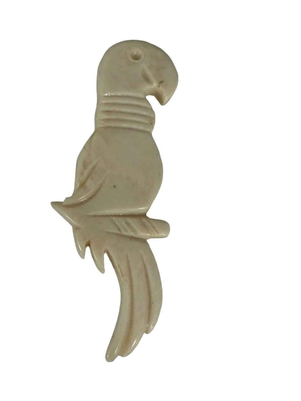 Vintage Cream Parrot Bird Brooch Pin Carved Look Tropical Figural Jewelry 3 Inch